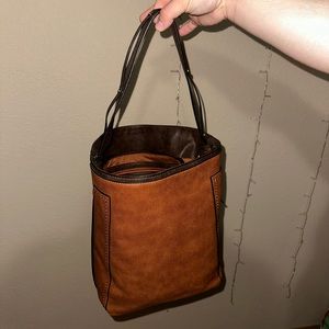 Handmade authentic leather shoulder bag, includes leather wallet and strap